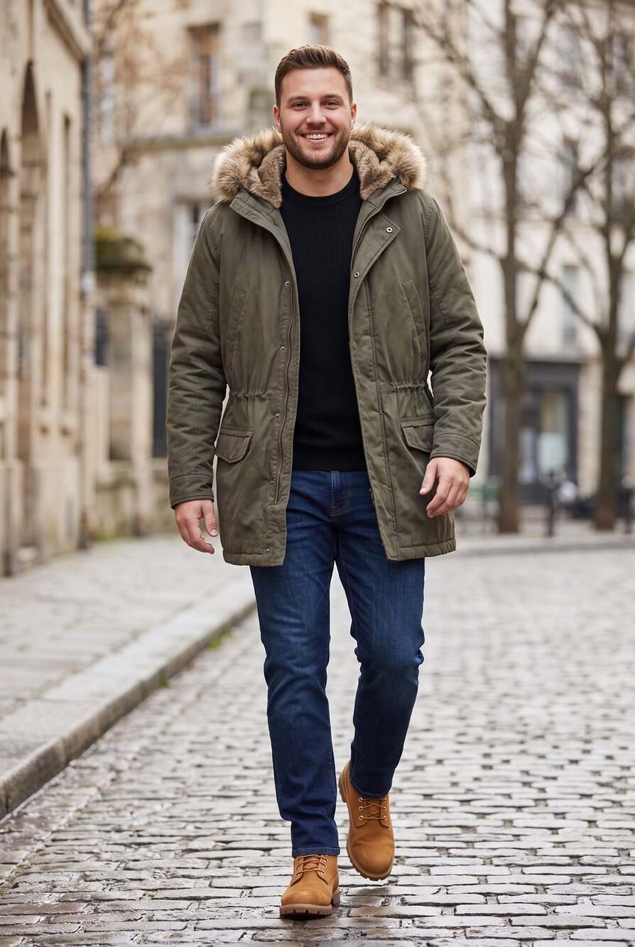 Abercrombie & Fitch Parka Size XL Green Faux Fur Hooded Jacket